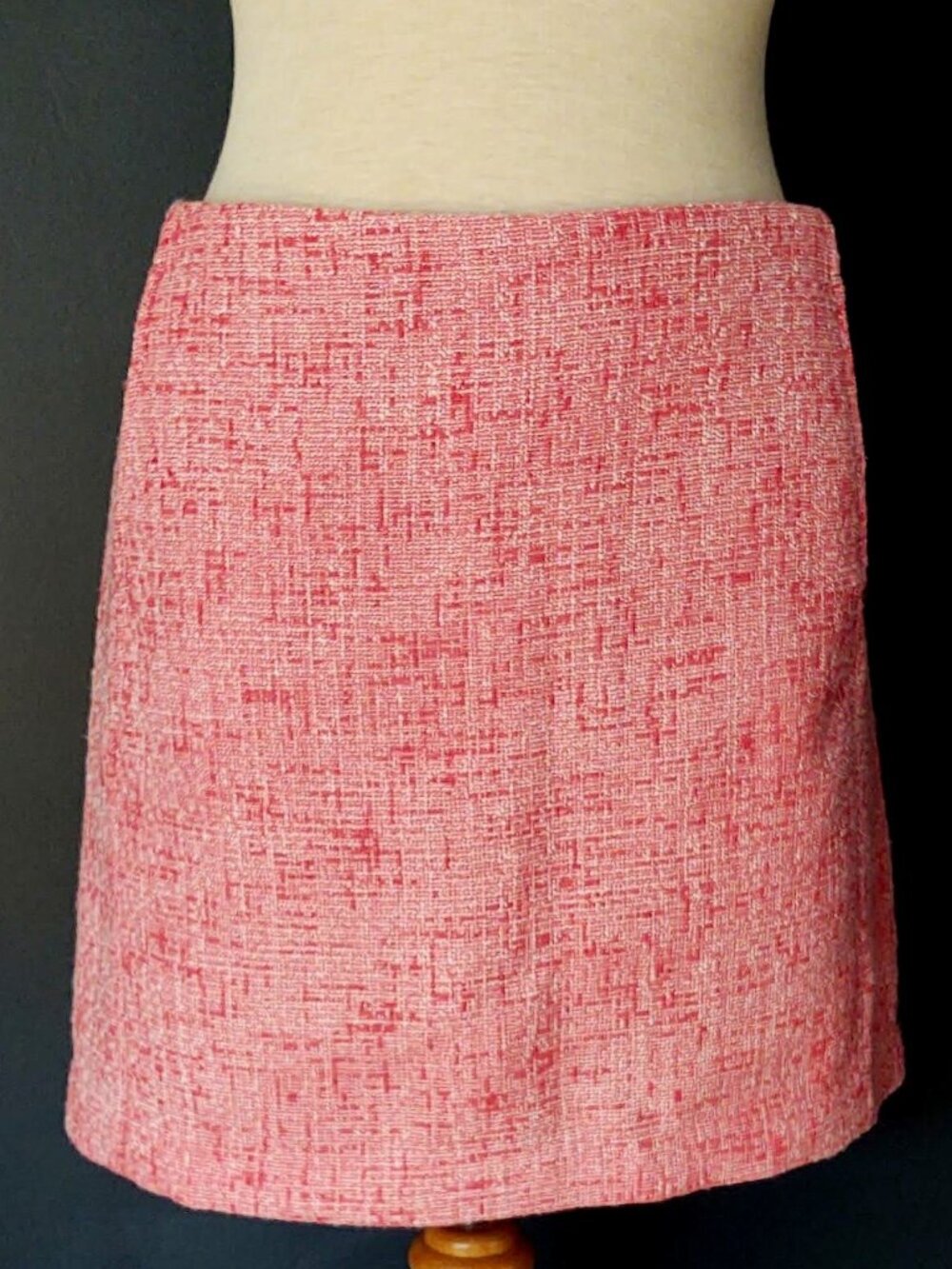 Salmon/coral and white tweed mini skirt